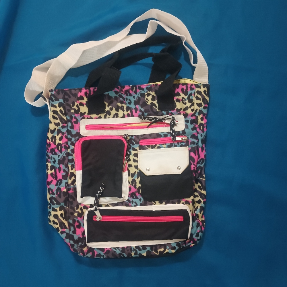 Vibrant Multicolor Leopard Print Backpack - image 2